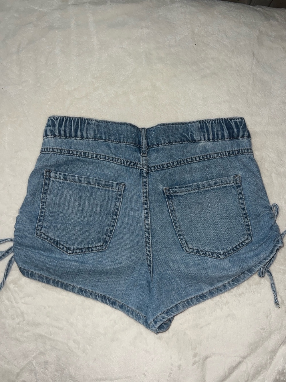 Forever 21 Light Blue Denim Drawstring Side Shorts